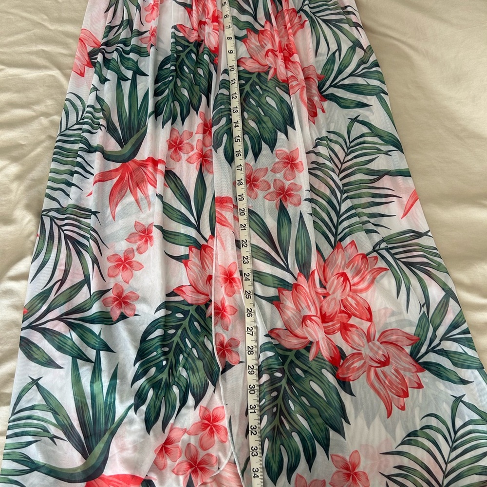 Floral Maxi Skirt Cover Up with Tropical Print